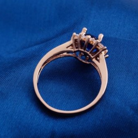 18 Carat Rose Gold Plated Blue Ring - Picture 6 of 8